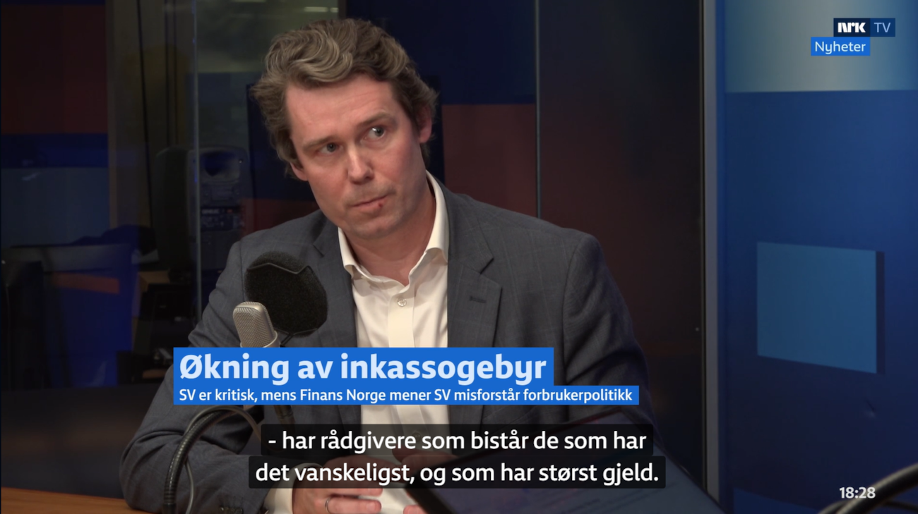 Eddy Kjær, inkassodirektør i Finans Norge på Dagsnytt 18. 