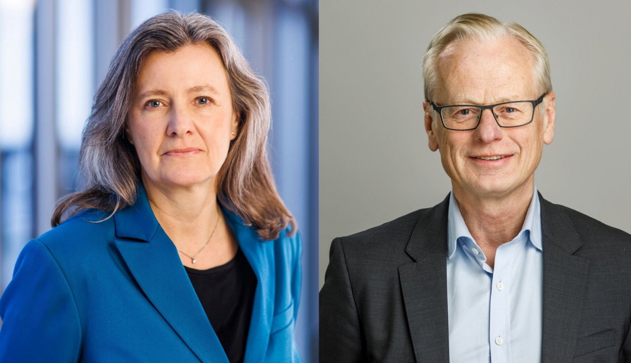 Kari Olrud Moen og Erik Johansen i Finans Norge. Foto.